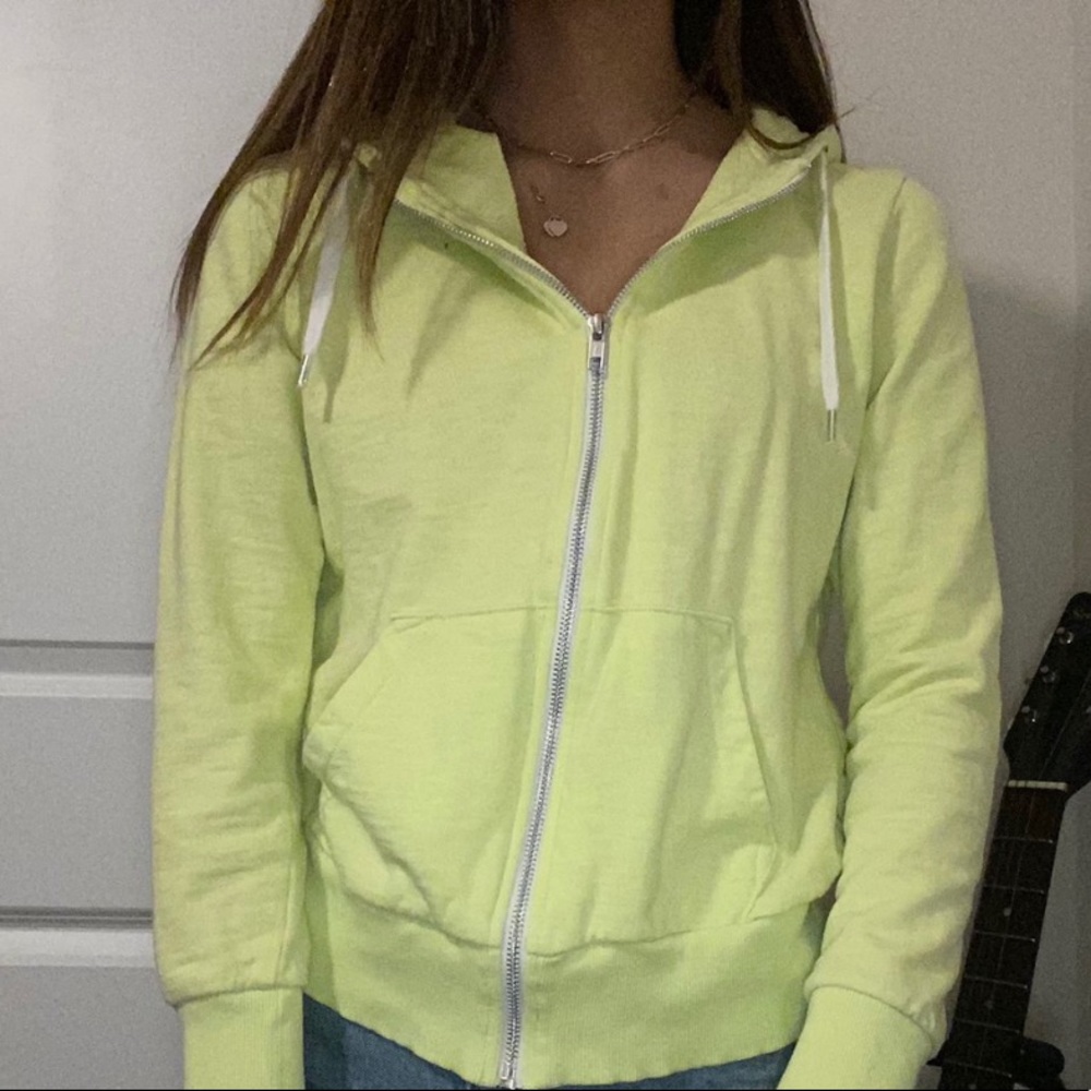 neon yellow zipup hoodie